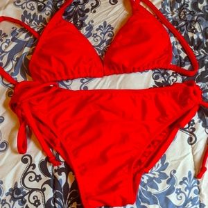 Ava red bikini set medium top large bottom